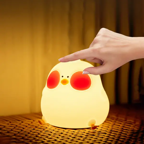 Lixada Cute Chicken Night Light Silicone Chick Bedside Nursery Lamp RGB Color Changing Nightlight Dimmable Rechargeable Tap Control for    Women Bedroom