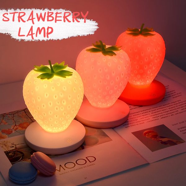 1pc USB Rechargeable Strawberry Lamp, Bedroom Bedside Atmosphere Light LED Fruit Night Light, Gift For Boys And Girls Eid Al-Adha Mubarak