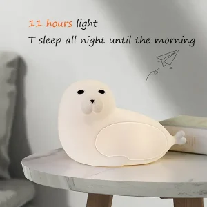 Night Light Silicone Cute Night Light Sea Lion Shaped Lamp Nursery Led Light Bedroom Bedside Colorful Atmosphere Light For Girls Boys Eyes Protective Light