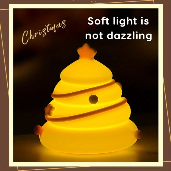 USB rechargeable, LED night light, Christmas tree silicone clapping light, 3-level dimming, suitable for bedroom decoration and gifts