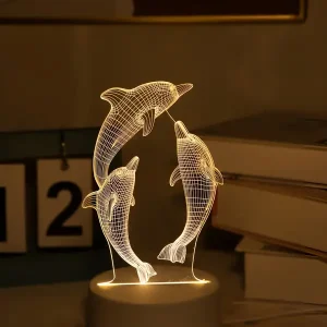 1pc USB 3D Glowing Dolphin Creative Night Light, Ocean Animal Dolphin Table Lamp, Home Decoration Table Decoration Living Room Bedroom Decoration Lamp, Birthday Gift Holiday Gift, Animal Night Light