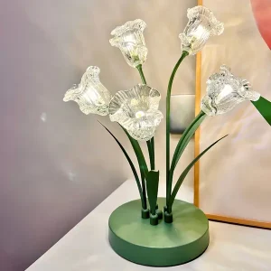 1 PC Tulip Table Lamp, Flower Night Light, Cosy Bell Orchid Mood Light, Bedroom Bedside Lamps with flower Glass Landshade for Living Room, Bedroom Decor