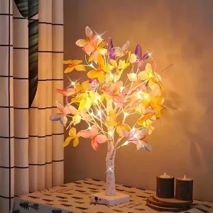 2-pack, Butterfly Flower Artificial Tree Lights, 24LED Lights, Suitable For Bedroom, Living Room, Office Decoration, Christmas, Thanksgiving, Wedding Scene Layout, Portable Night Light, USB + Battery Box Power Supply