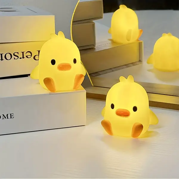 1pc Adorable Mini Yellow Duck Night Light - Warm Glow for Bedroom, Bedside, and Home Decor - Fun and Unique Luminous Toy Gift