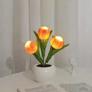 USB Powered LED Tulip Simulation Decorative Lamps - Romantic Vase Accent for Living Room, Bedroom & Desktop - Ideal Mother's Day Gift - Home Aesthetic Enhancement, Battery Operated, No Electronics FMotherboard, Household Use