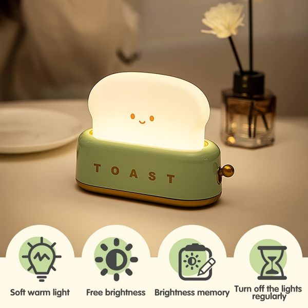 Cute Toaster Shape LED Table Lamp - USB Rechargeable, Heartwarming Decorative Night Light, Creative Design Bread Lamp, Perfect Gift for Birthdays and Christmas