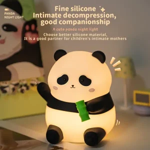 1pcs Cute Panda Night Light, LED Soft Tumble Time Novelty Animal Night Light, 3 Levels Dimmable Night Light, For Decoration, Cool Gift USB Rechargeable