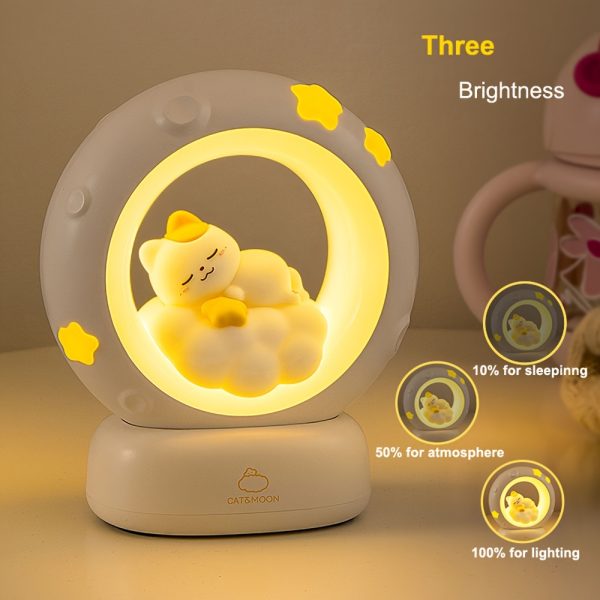 1pc Sleeping Cat Lamp, Cute Cat Night Light For Mom, Gift For Girls And Boys, Nightlight For Bedroom, Soft Light, USB Charger, Tap Dimmer